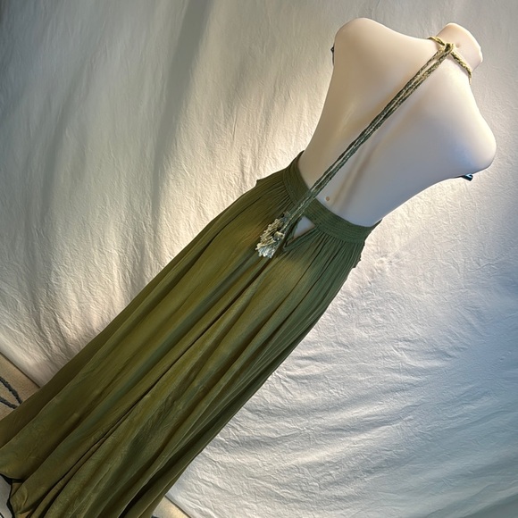 Free People Green Pleated Halter Gown - Picture 7 of 11